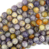 Natural Purple Flower Jasper Round Beads 15.5