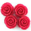 20mm synthetic coral carved rose flower beads 15