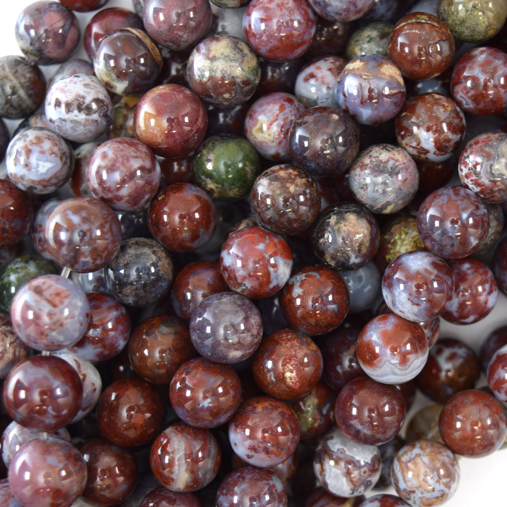 Natural Red Lightning Agate Round Beads Gemstone 15.5" Strand 6mm 8mm 10mm