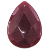 2 pieces 40mm faceted ruby red jade flat teardrop bead pendant