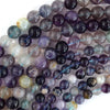 Natural Purple Fluorite Round Beads Gemstone 15
