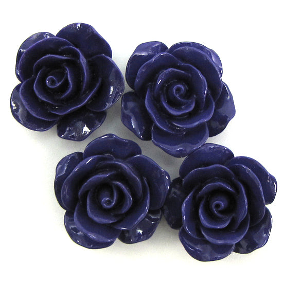 20mm synthetic coral carved rose flower beads 15" strand 20 pcs purple S1