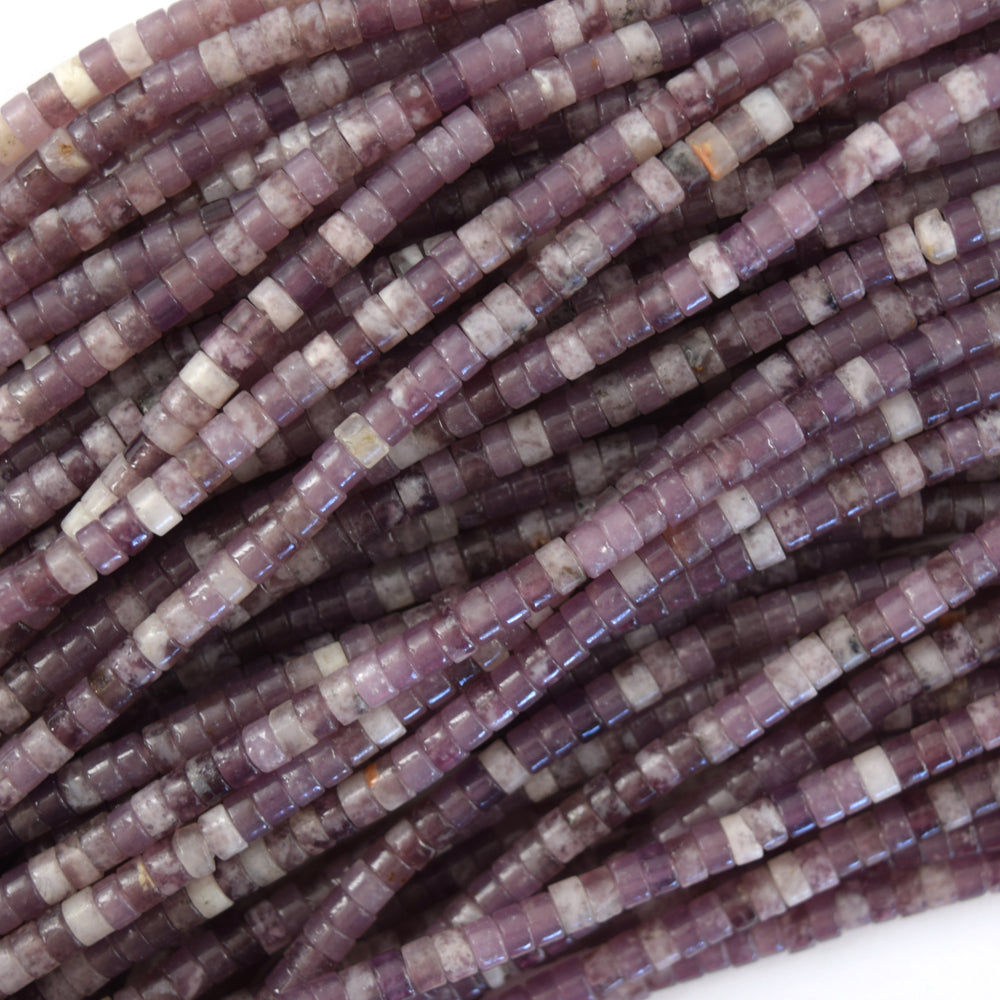 4mm natural plum blossom tourmaline heishi disc beads 15.5" strand 2x4mm