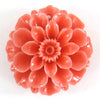 4 pieces 35mm synthetic coral carved chrysanthemum flower pendant bead pink
