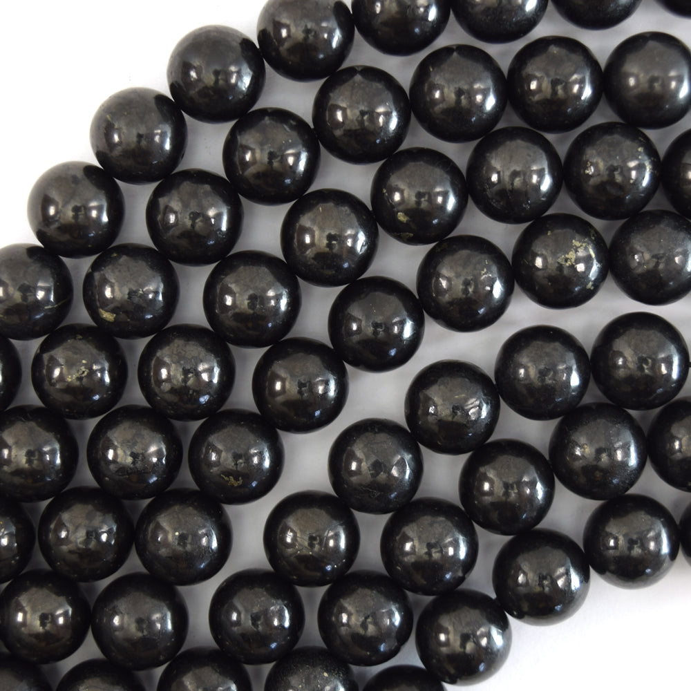 Natural Shungite High Carbon Round Beads 15.5" Strand 4mm 6mm 8mm 10mm 12mm