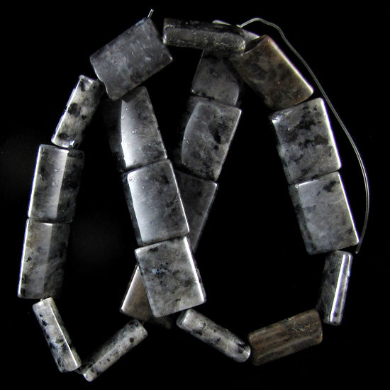 20mm grey labradorite larvikite pillow rectangle beads 16" strand