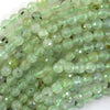 Natural Faceted Green Prehnite Round Beads Gemstone 15.5