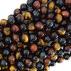 AA Yellow Blue Red Tiger Eye Round Beads 15