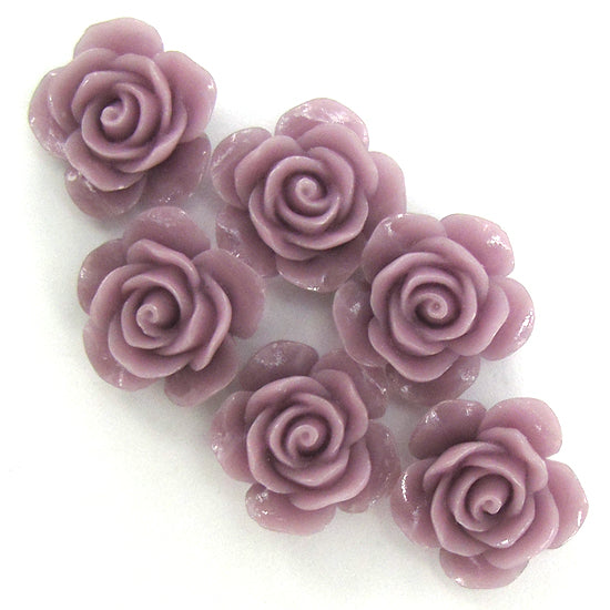 15mm synthetic coral carved rose flower beads 15" strand 24 pcs lavender