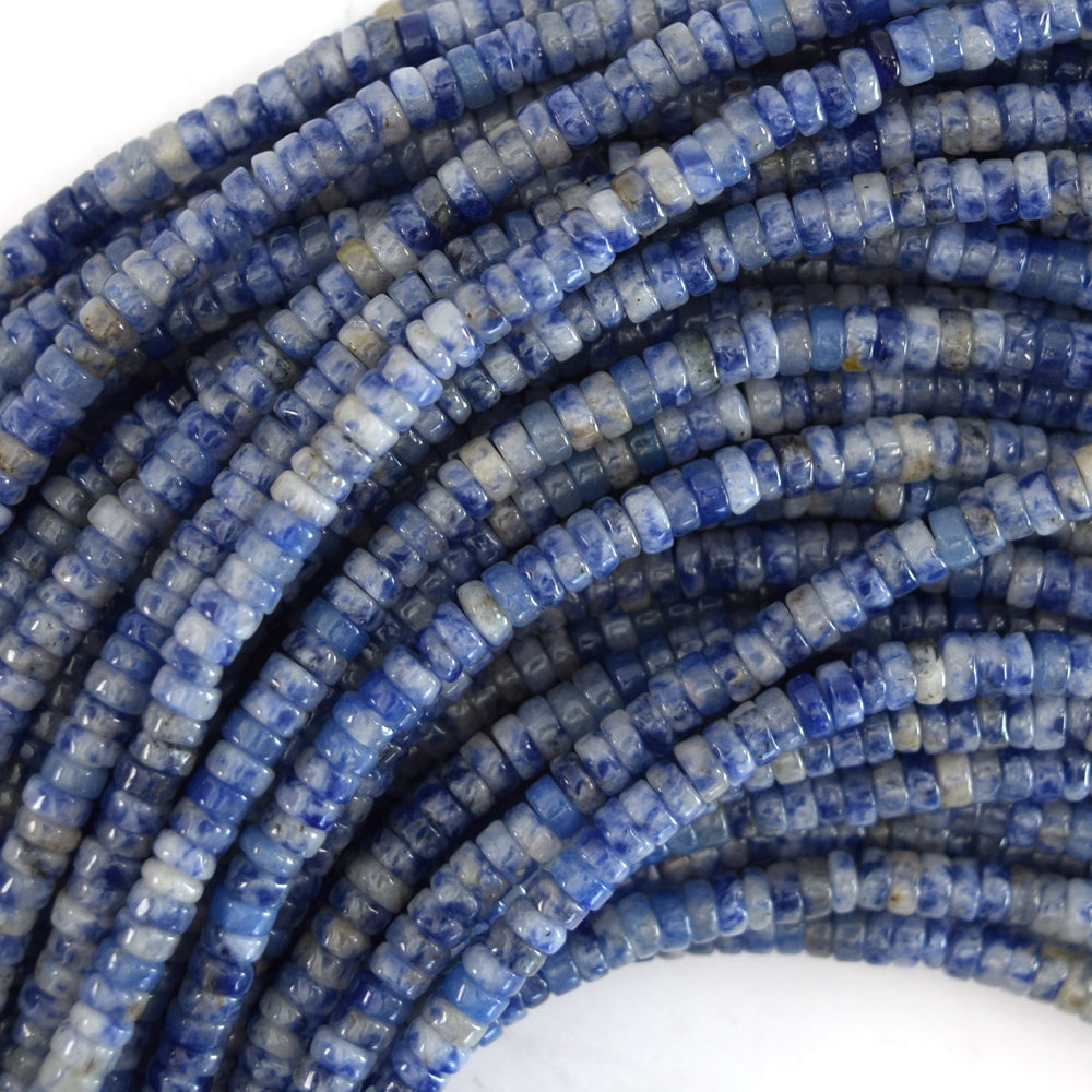 4mm natural blue white sodalite heishi disc beads 15.5" strand