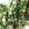 Brown Green Stripe Agate Round Beads Gemstone 15