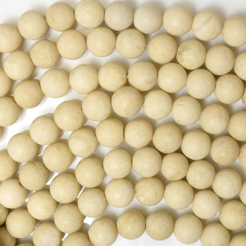 Natural Matte Cream River Stone Round Beads Gemstone 15"Strand 6mm 8mm 10mm 12mm