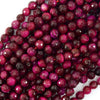 AA Faceted Magenta Tiger Eye Round Beads Gemstone 15