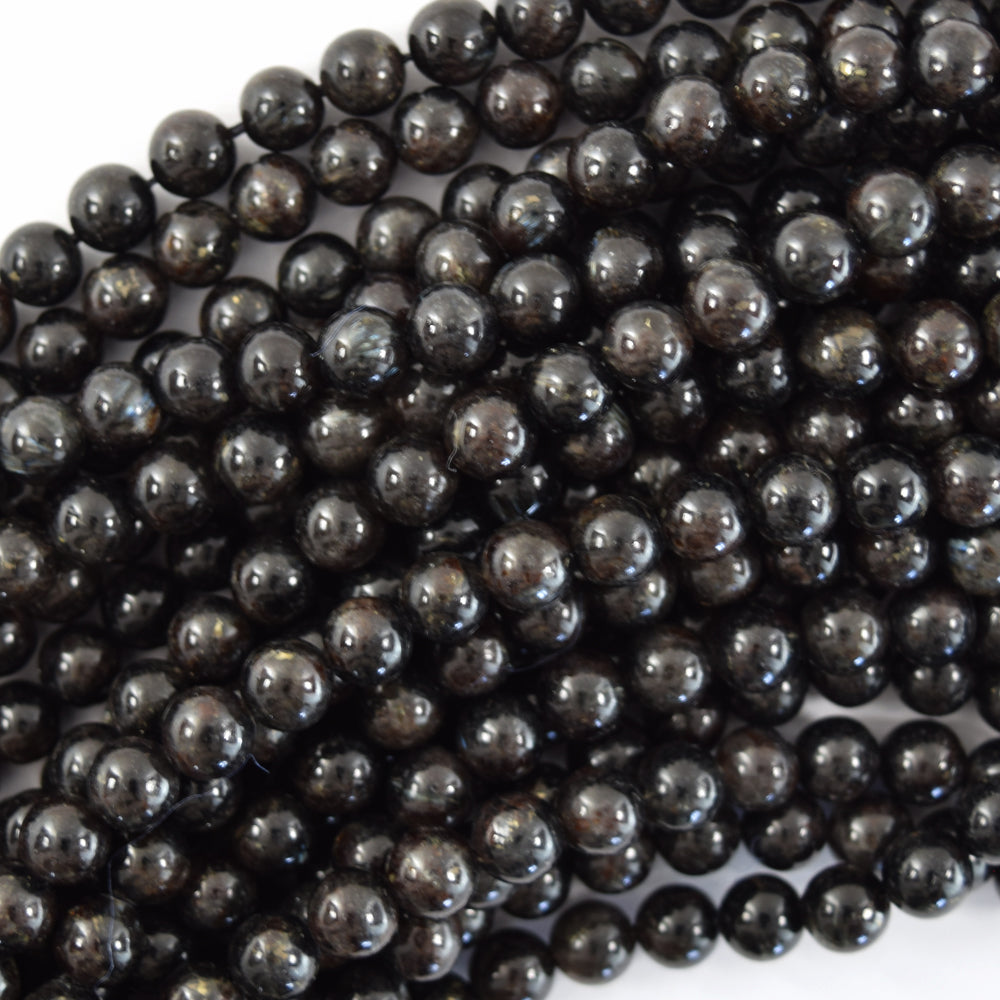 AA Natural Black Blue Arfvedsonite Round Beads 15.5" Strand 6mm 8mm 10mm 12mm