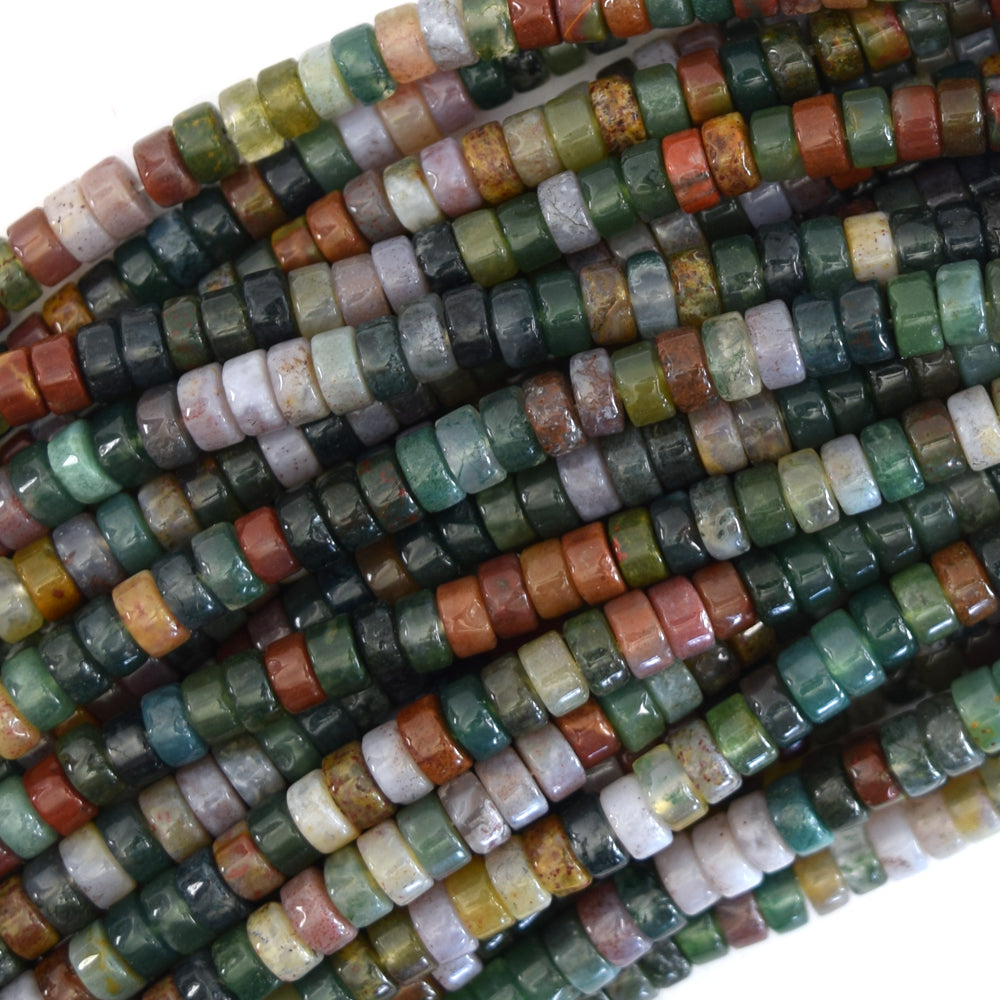 4mm natural indian agate heishi disc beads 15.5" strand 2x4mm