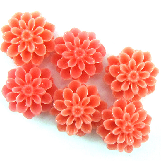 15mm synthetic coral chrysanthemum flower beads 15" strand 24 pieces pink