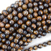 Mystic Titanium Faceted Tiger Eye Round Beads 15