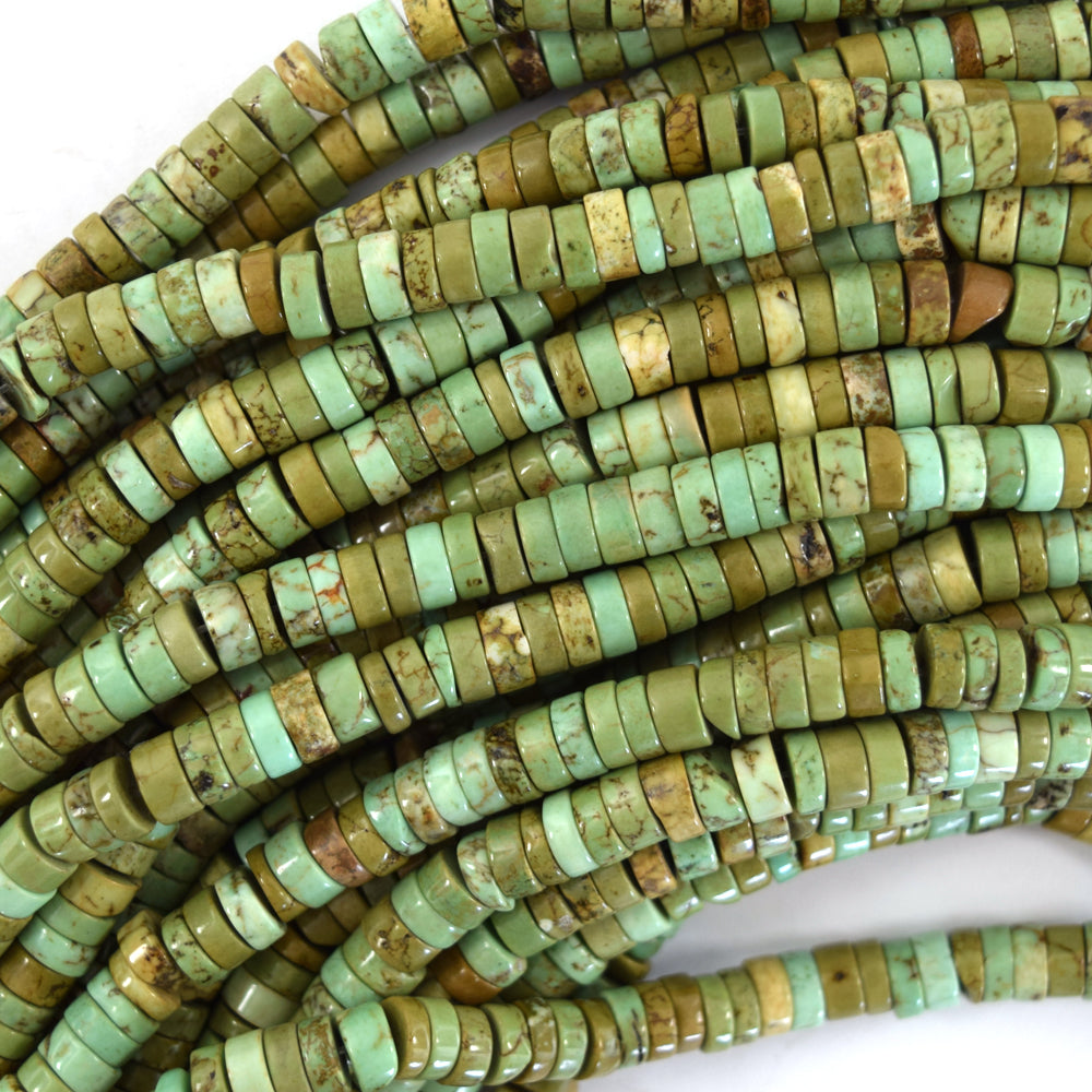 Brown Green Turquoise Heishi Disc Beads Gemstone 15.5" Strand 4mm 6mm 8mm