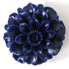 4 pieces 35mm synthetic coral carved chrysanthemum flower pendant bead dk blue