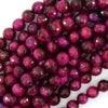 AA Faceted Magenta Tiger Eye Round Beads Gemstone 15