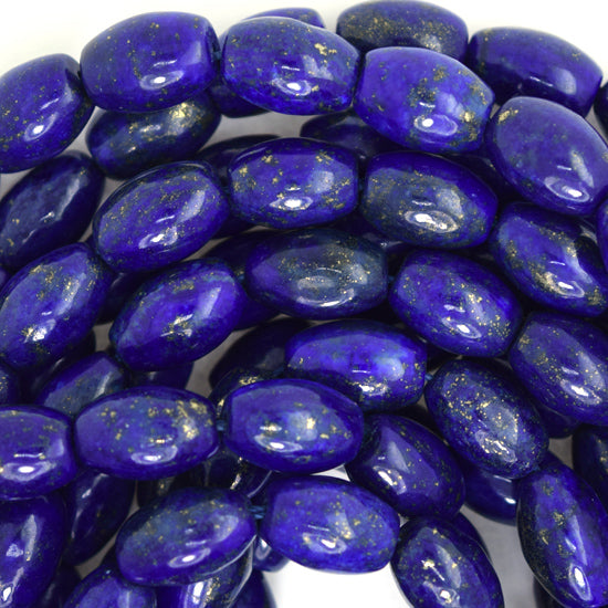 14mm blue lapis lazuli barrel beads 15" strand