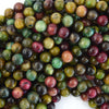 Rainbow Multicolor Tiger Eye Round Beads 15