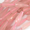 28mm faceted pink jade teardrop beads 15.5