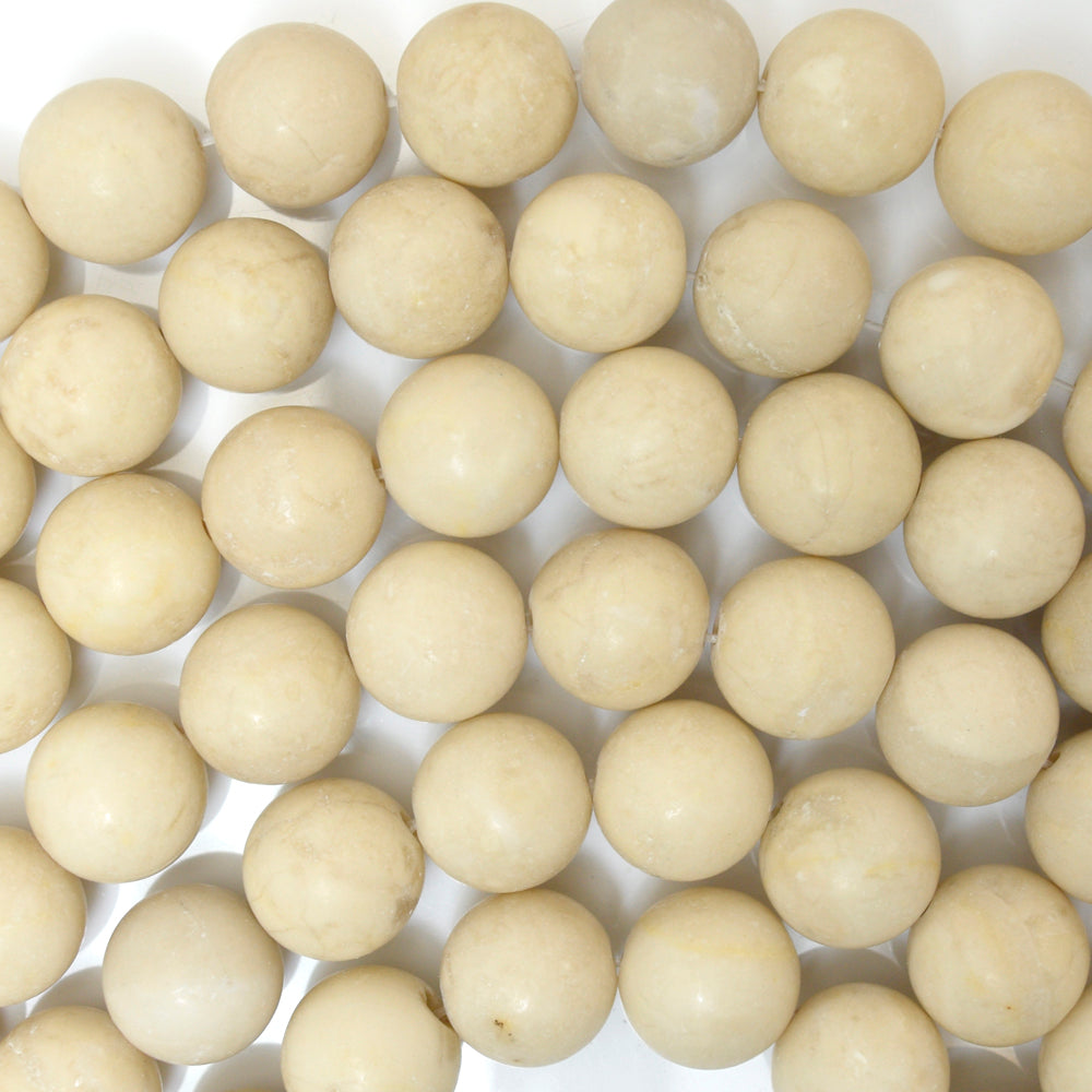 Natural Matte Cream River Stone Round Beads Gemstone 15"Strand 6mm 8mm 10mm 12mm