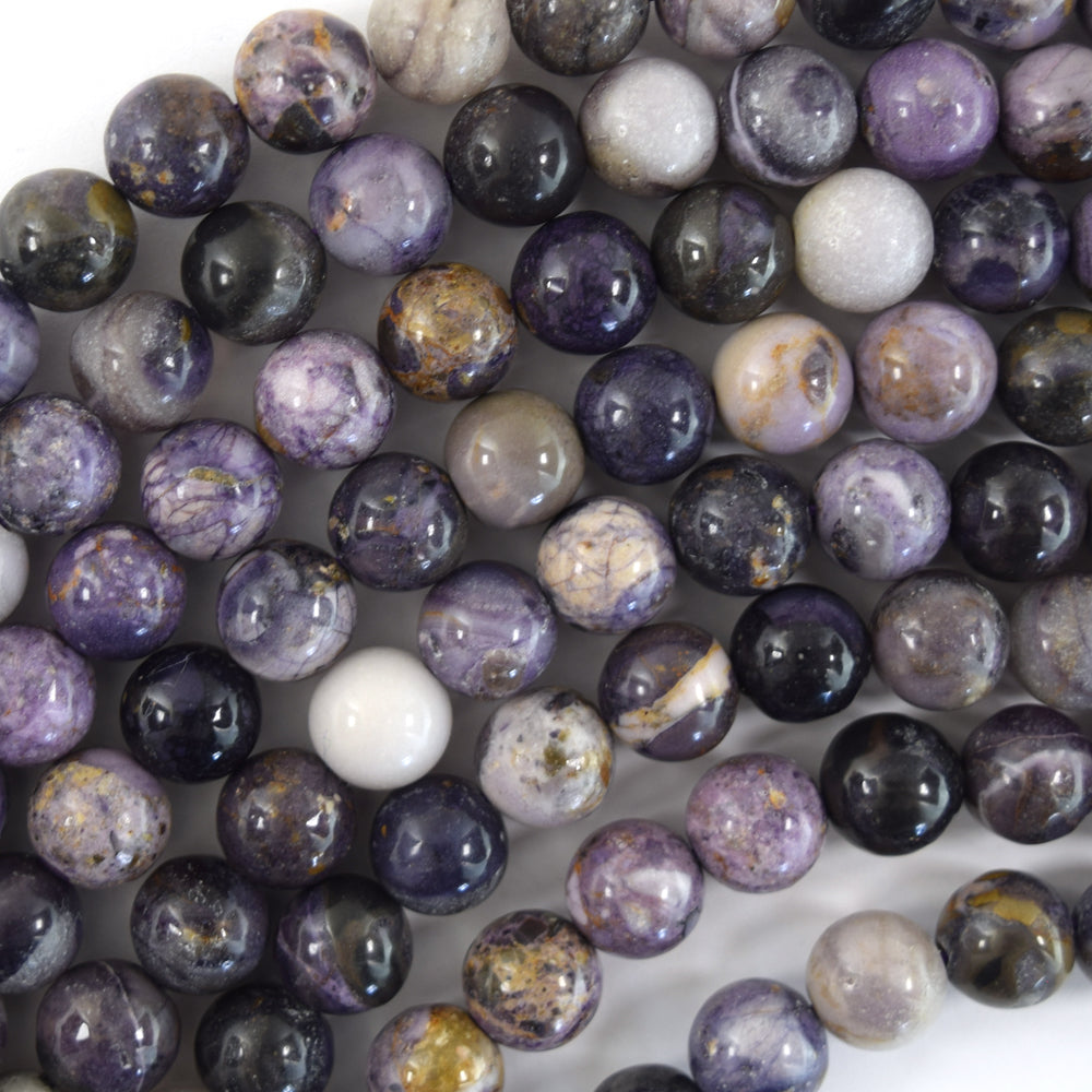 Natural Chinese Purple Charoite Round Beads Gemstone 15.5" Strand 6mm 8mm 10mm