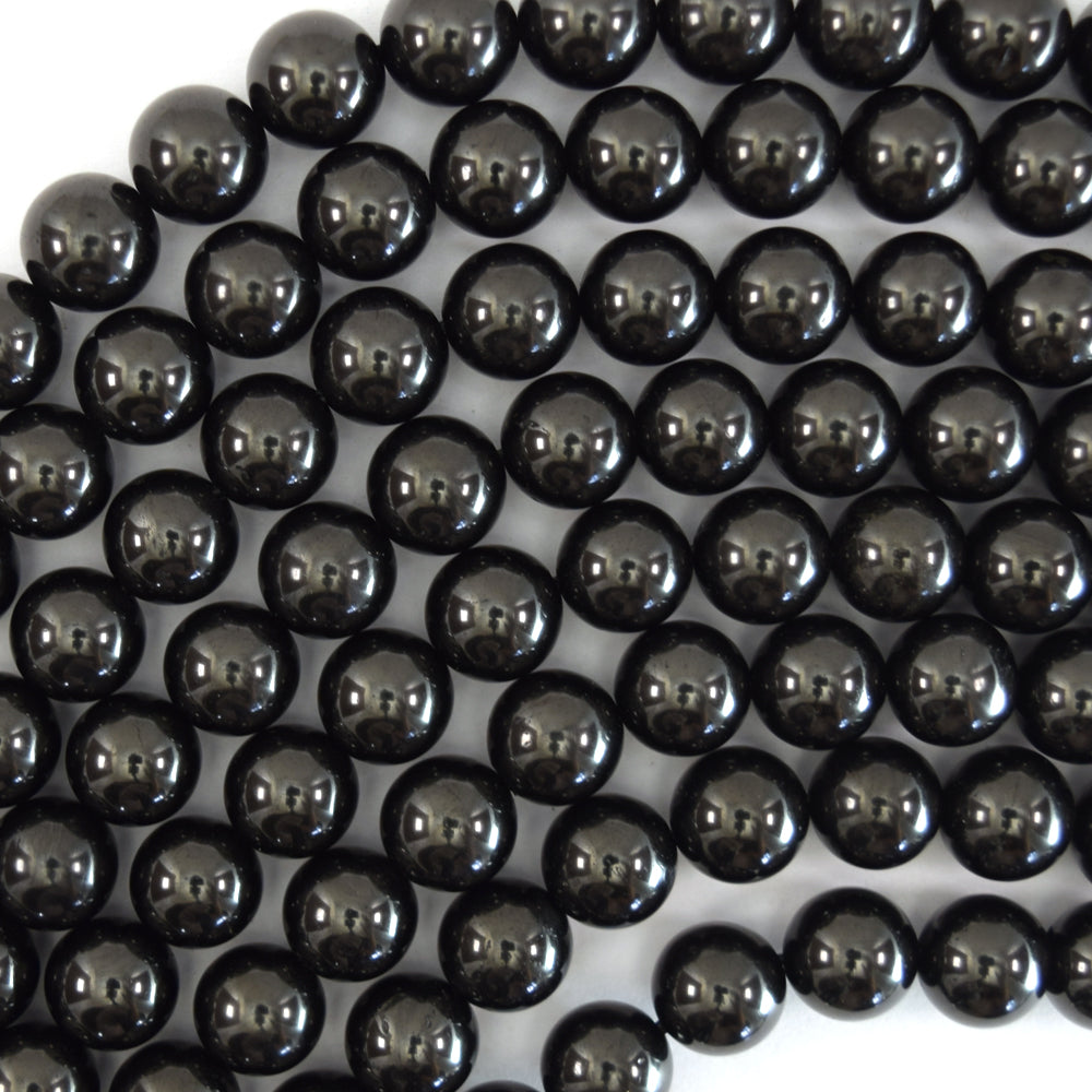 Natural Genuine Black Jet Round Beads Gemstone 15.5" Strand 6mm 8mm 10mm