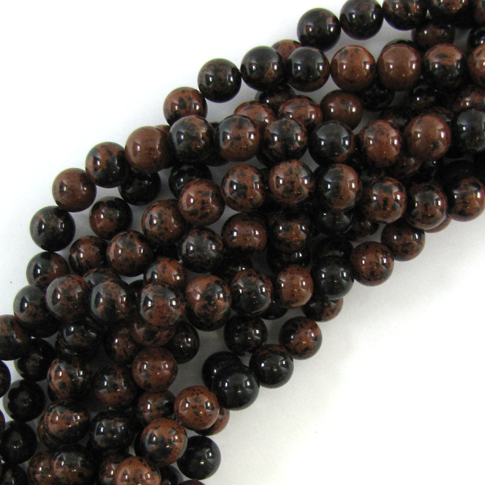Natural Brown Mahogany Obsidian Round Beads 15" Strand 4mm 6mm 8mm 10mm