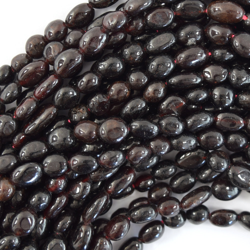 6mm - 8mm natural red garnet pebble nugget beads 15.5" strand