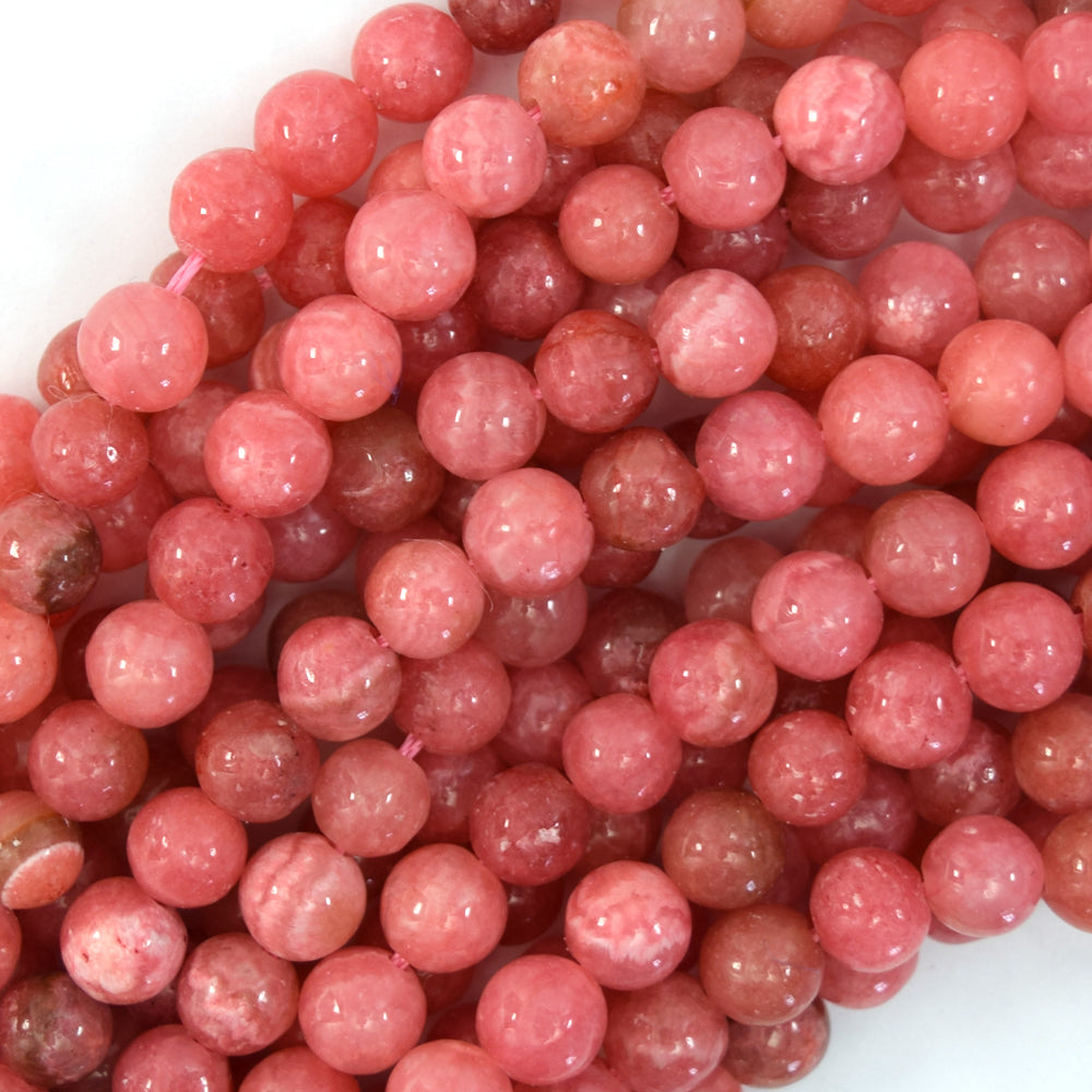 Pink Rhodochrosite Colored Quartz Round Beads Gemstone 15" Strand 6mm 8mm 10mm