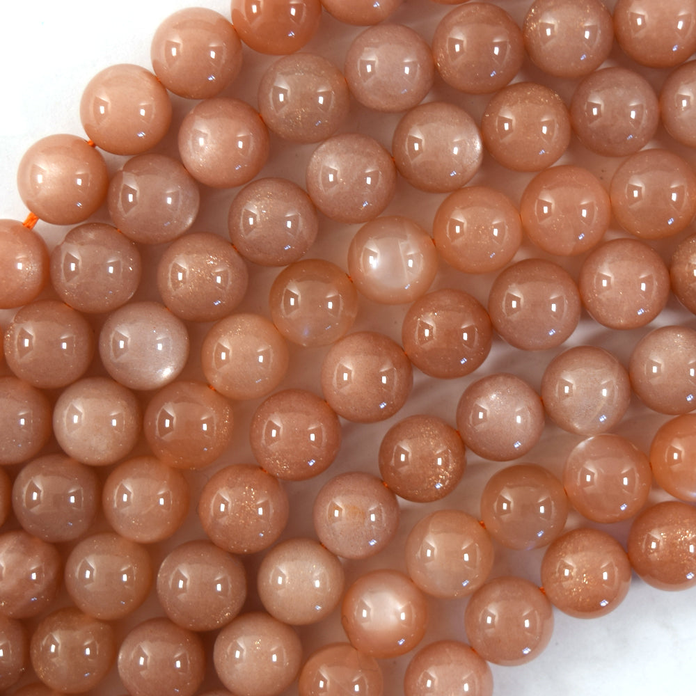 AA Natural Orange Sunstone Round Beads Gemstone 15" Strand 6mm 8mm 10mm