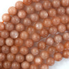 AA Natural Orange Sunstone Round Beads Gemstone 15