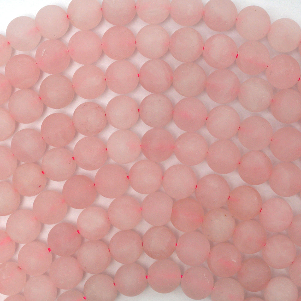 Matte Pink Rose Quartz Round Beads Gemstone 15" Strand 4mm 6mm 8mm 10mm 12mm