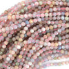 Natural Faceted Morganite Round Beads Gemstone 15.5