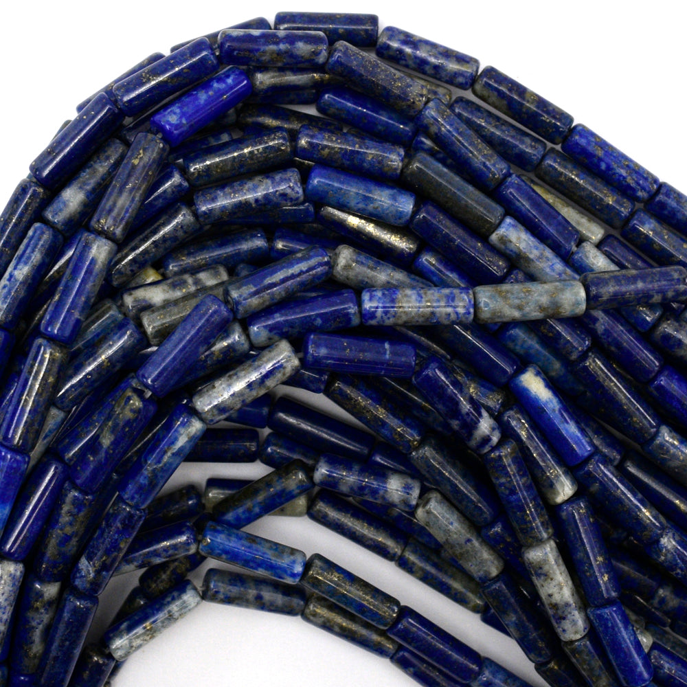 4x13mm natural blue lapis lazuli tube beads 15.5" strand 13mm S1