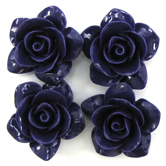 26mm synthetic coral carved rose flower beads 15.5" strand purple 16 pieces