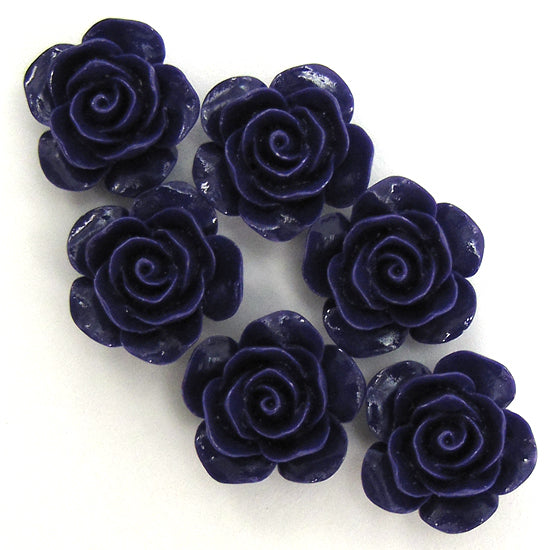 15mm synthetic coral carved rose flower beads 15" strand 24 pcs purple