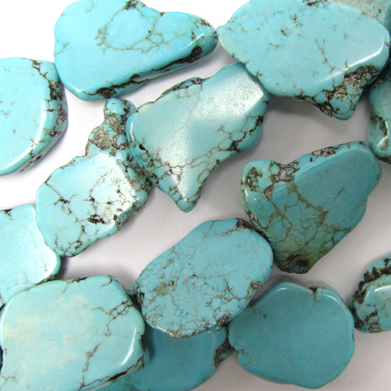 20mm - 25mm blue turquoise freeform slab slice nugget beads 15" strand