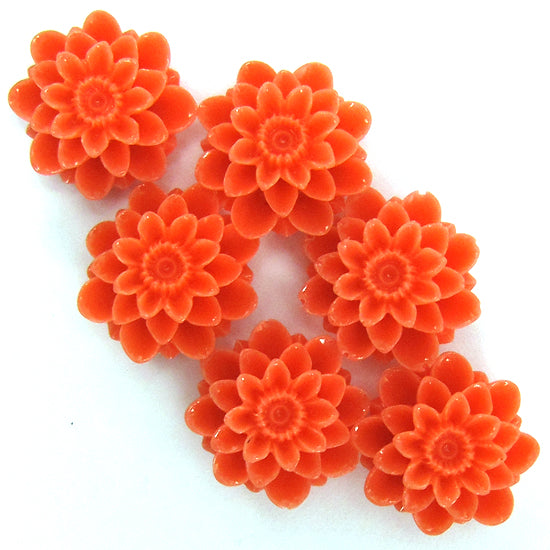 18mm synthetic coral chrysanthemum flower beads 15" strand pink 20 pieces