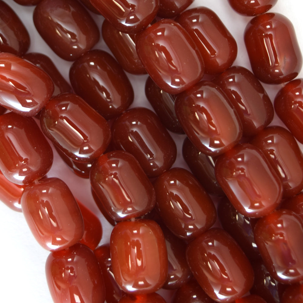 14mm red carnelian barrel beads 15.5" strand