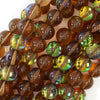 Brown Mystic Aura Quartz Round Beads Gemstone 15