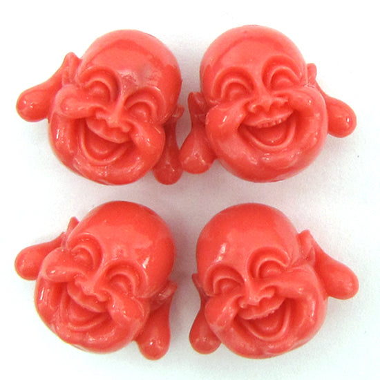 18mm synthetic coral carved buddha beads 15" strand 20 pcs pink