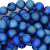 Matte Blue Druzy Agate Round Beads Gemstone 15
