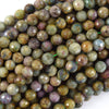 Natural Faceted Ruby Fuchsite Round Beads 15.5