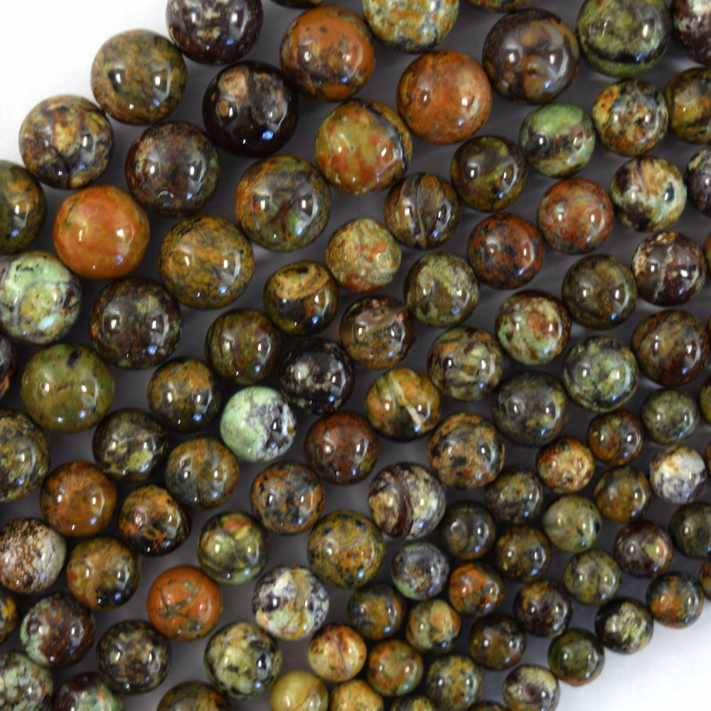 Natural Green Brown Brazilian Opal Round Beads 15.5" Strand 6mm 8mm 10mm