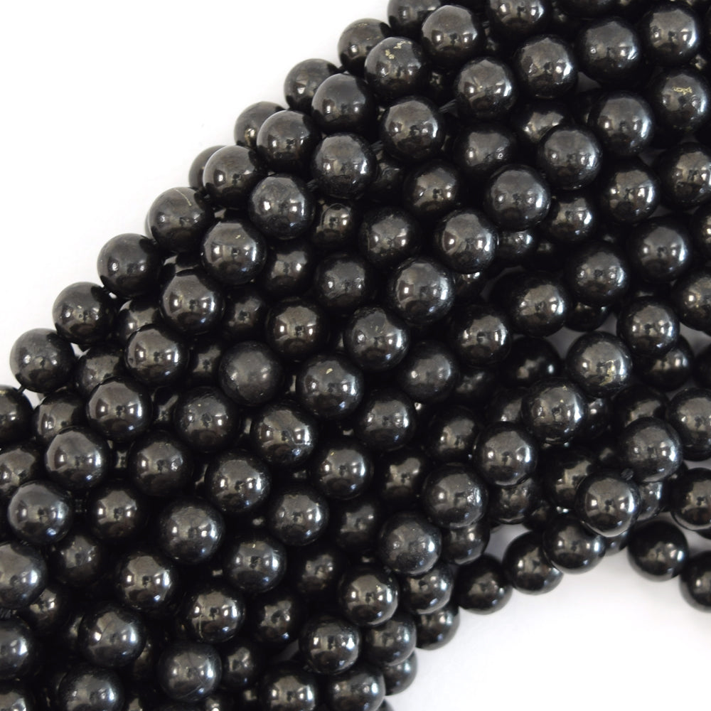 Natural Shungite High Carbon Round Beads 15.5" Strand 4mm 6mm 8mm 10mm 12mm