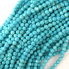 Faceted Blue Turquoise Round Beads 15.5